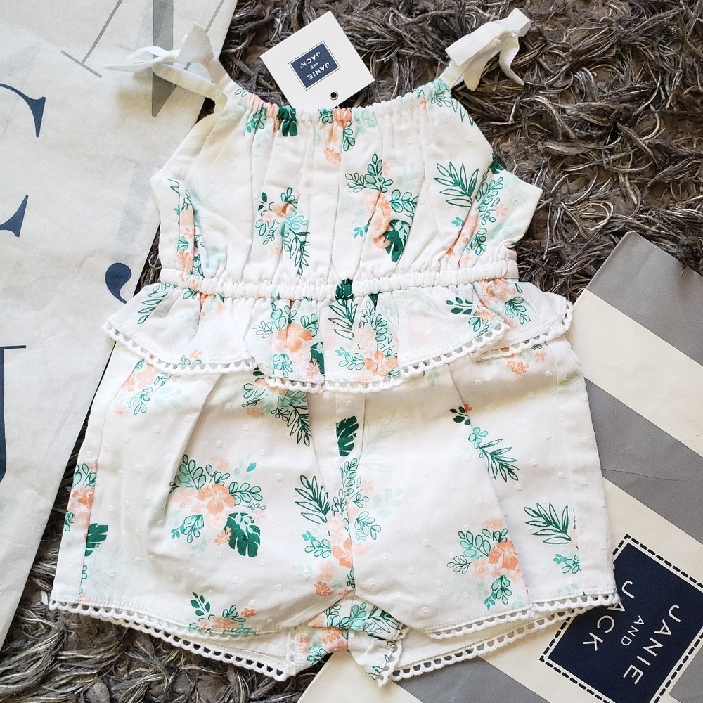 NWT Janie and Jack floral romper baby girl clothes - Picture 2 of 6